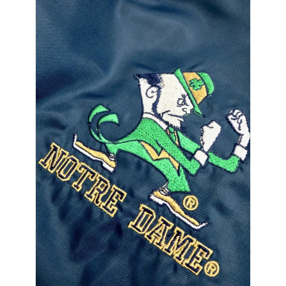 Vintage Notre Dame Pro Player Puffer Jacket Coat Fighting Irish 90s Blue SZ L